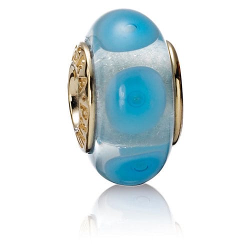 14K Gold Light Blue Mystic Charm