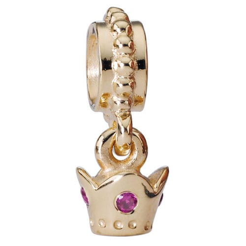 14K Gold Crown with Pink Sapphire Charm