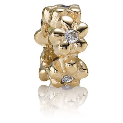 14K Gold Flower Spacer with Diamonds