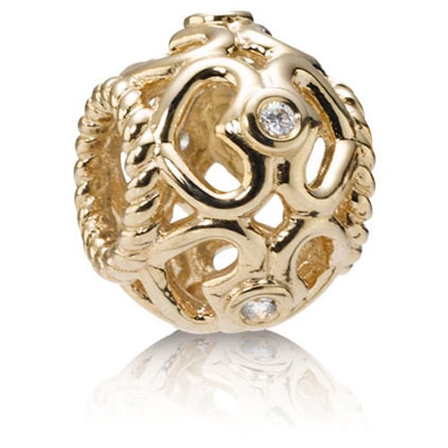 14K Gold Openworks Heart Diamond Charm