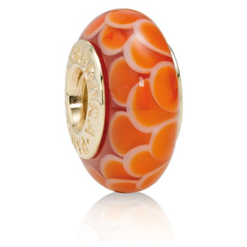 14K Gold Orange Lotus Charm