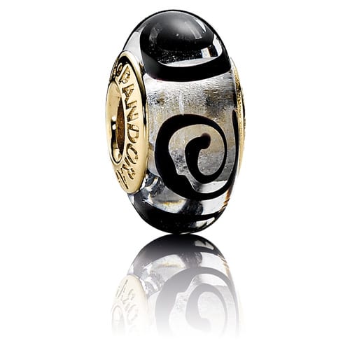 14K Gold Black Spirals Charm
