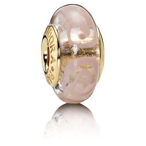 14K Gold Pink Spirals Charm