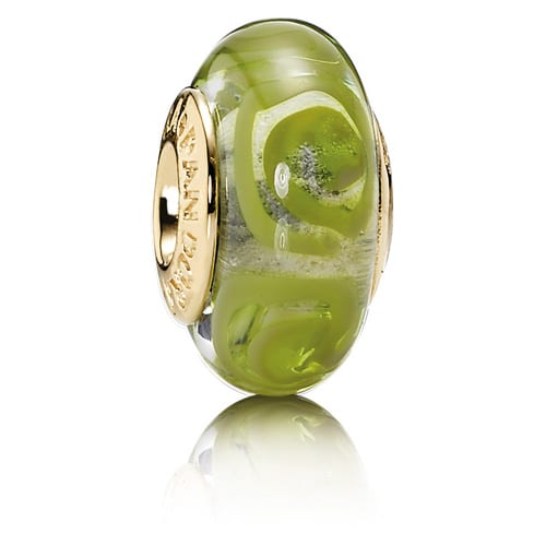 14K Gold Green Spirals Charm