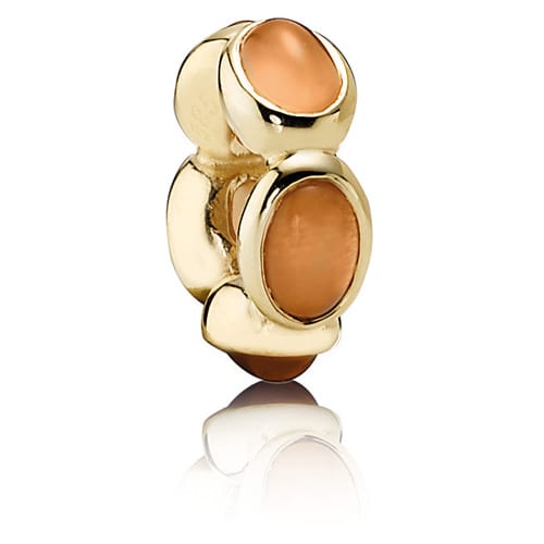 14K Gold Orange Moonstone Cabochon Spacer