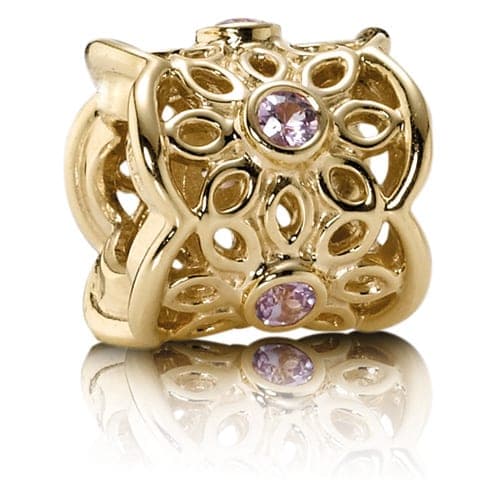 Pandora 14K Gold Golden Radiance Charm with Pink Sapphire 750803PSA 750803 — foto 1 de 1