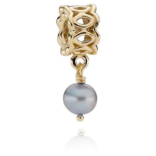 14K Gold Lace Charm - Blue Pearl Dangle
