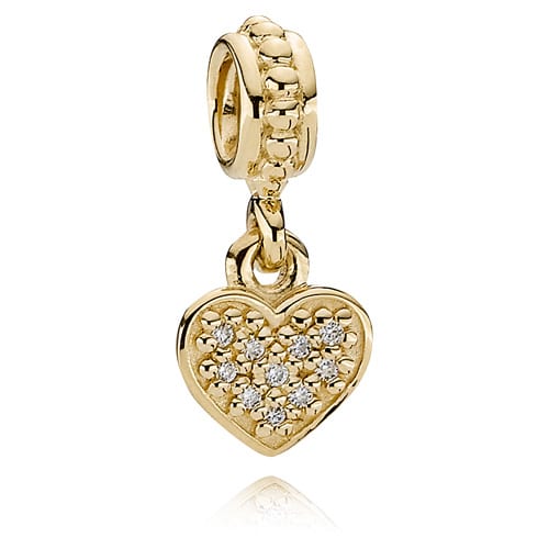 14K Gold Brilliant Heart Charm