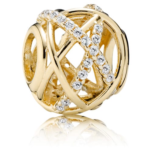 14K Gold Galaxy Charm with Clear Zirconia