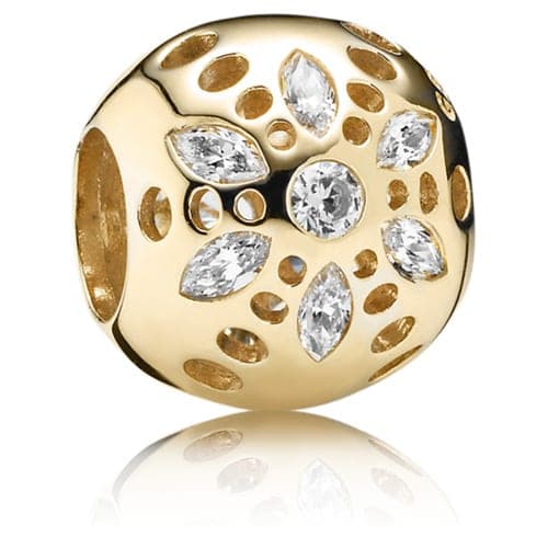 Pandora 14K Gold Sparkling Bloom Charm with Clear Zirconia 750826C 750826CZ — Foto 1 von 1