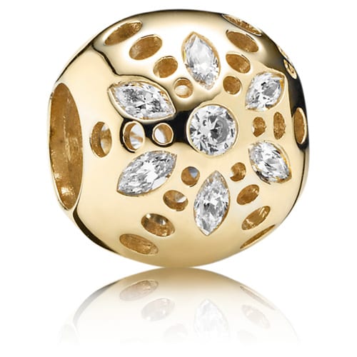 14K Gold Sparkling Bloom Charm with Clear Zirconia