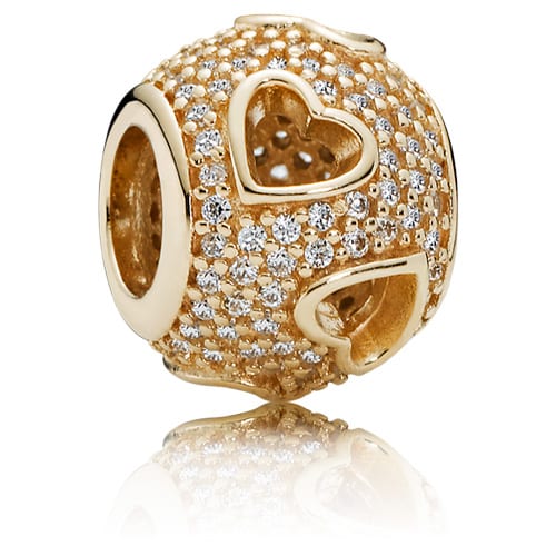 14K Gold Tumbling Hearts Charm