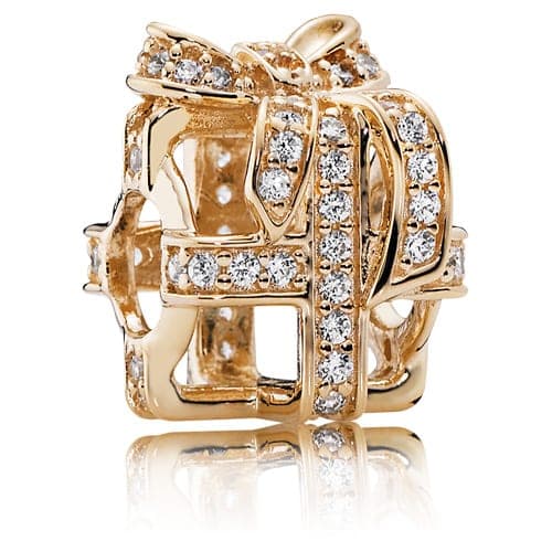 Pandora 14K Gold All Wraped Up Charm 750839CZ 750839C — Foto 1 von 1