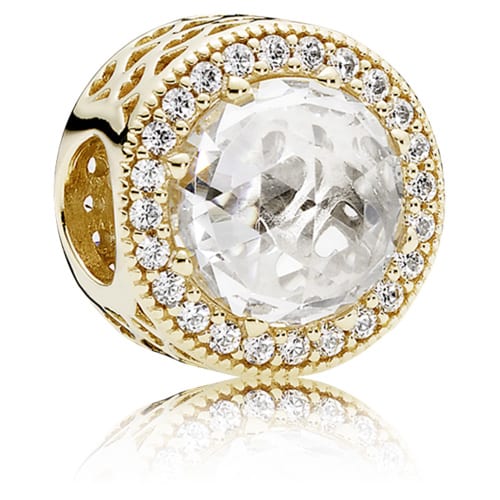 14K Gold Radiant Hearts Charm with Clear Zirconia
