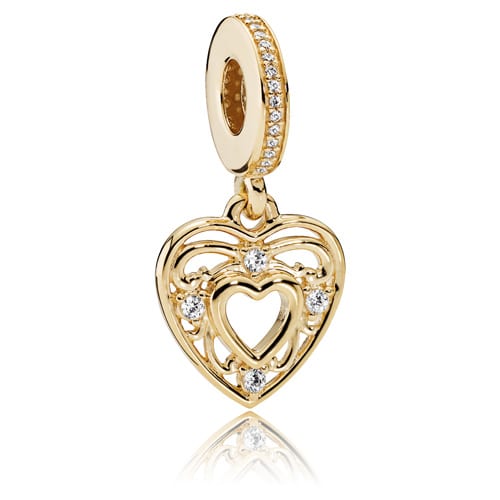 14K Gold Romantic Heart Dangle