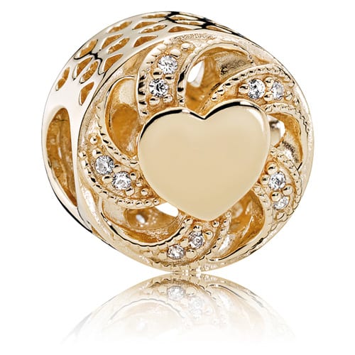 14K Gold Ribbon Heart Charm
