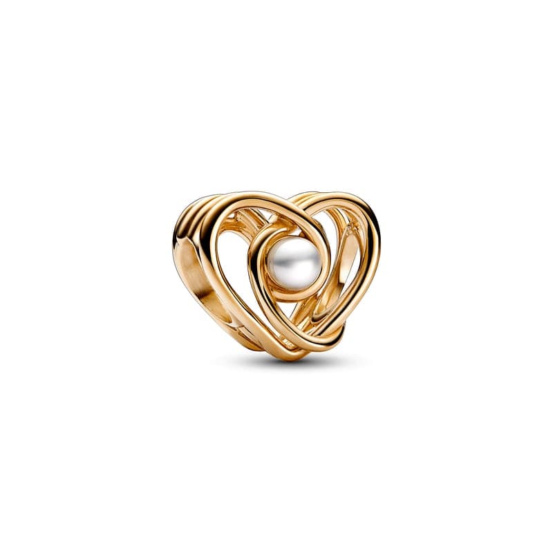 Pandora Openwork Swirling Heart & Treated Freshwater Cultured Pearl Charm 752636C01 752636 — foto 1 de 1