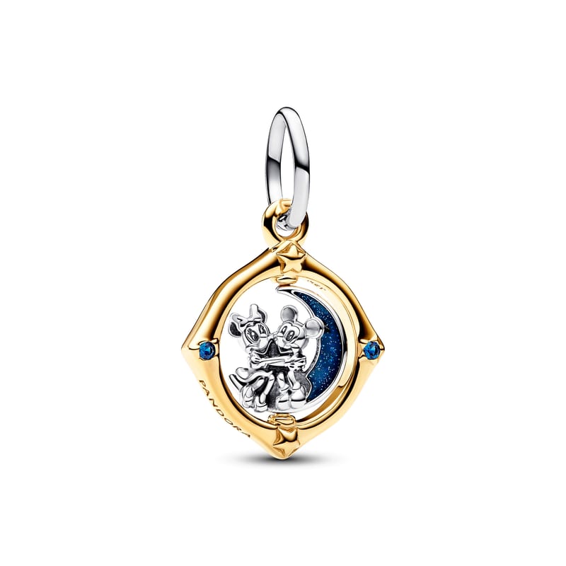 Mickey Mouse & Minnie Mouse Two-tone Spinning Moon Dangle Charm
