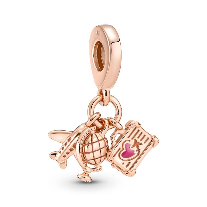 Pandora Airplane, Globe & Suitcase Triple Dangle Charm 789435C01 789435 — Foto 1 von 1