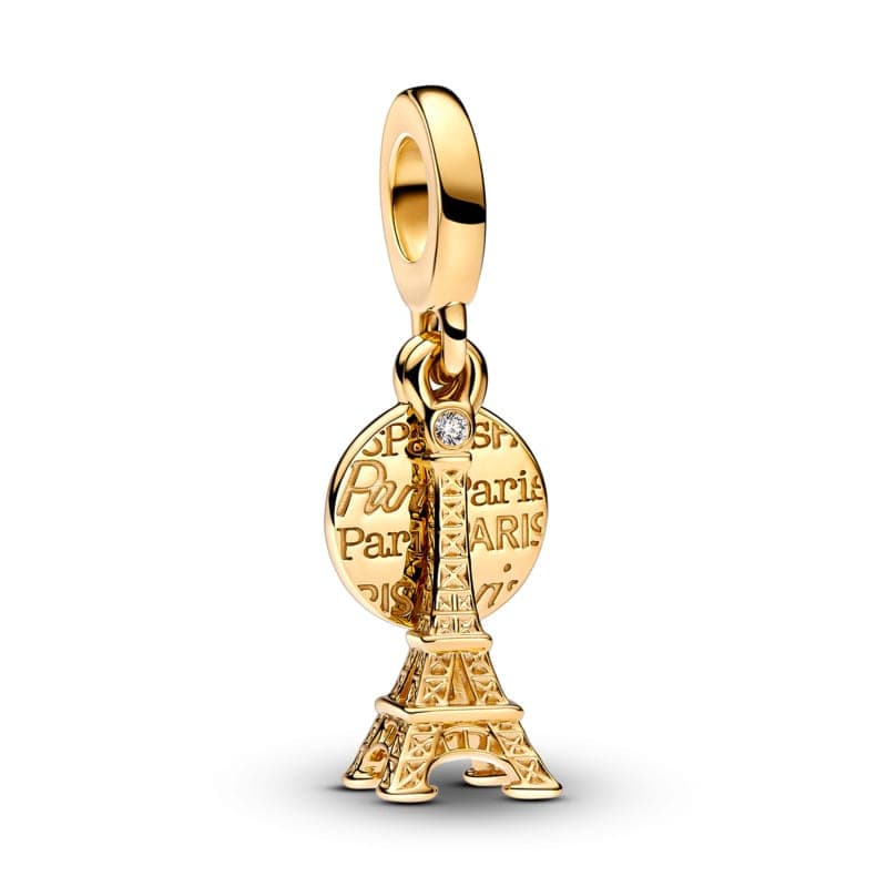 Pandora Paris Eiffel Tower Engravable Double Dangle Charm 763344C01 763344 — Foto 1 von 1