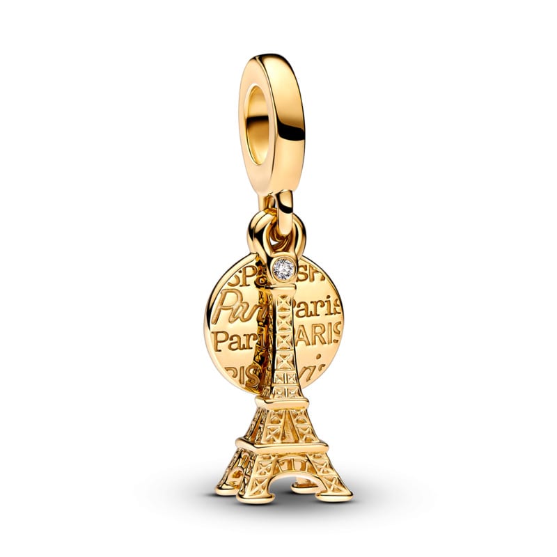 Paris Eiffel Tower Engravable Double Dangle Charm