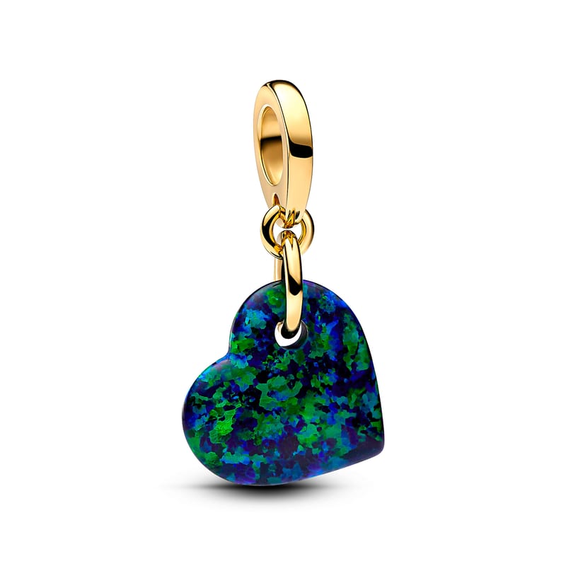 Opalescent Green Heart Dangle