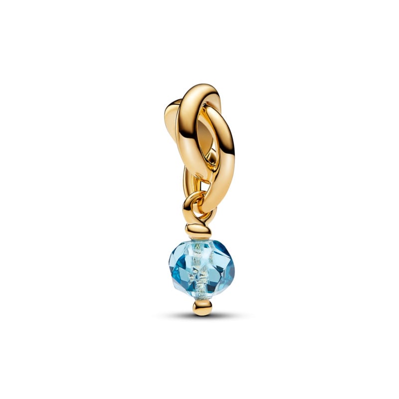 March - Faceted Sea Aqua Blue Eternity Circle Dangle Charm