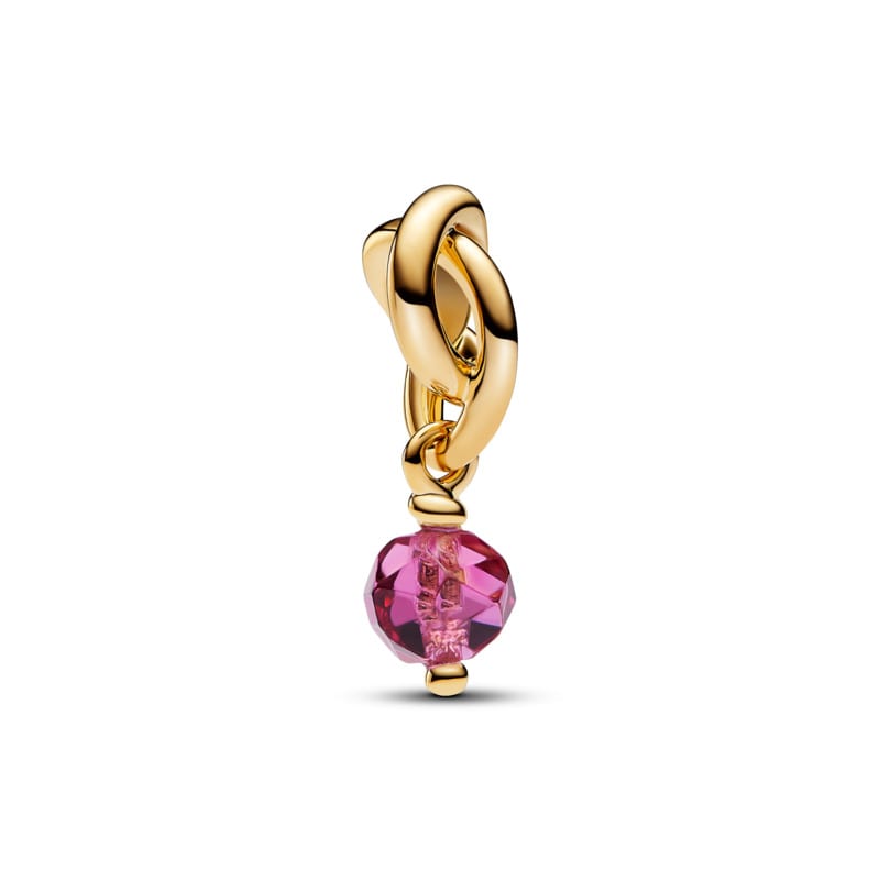 October - Faceted Pink Eternity Circle Dangle Charm