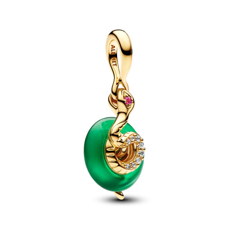 Green Snake Murano Glass Dangle Charm