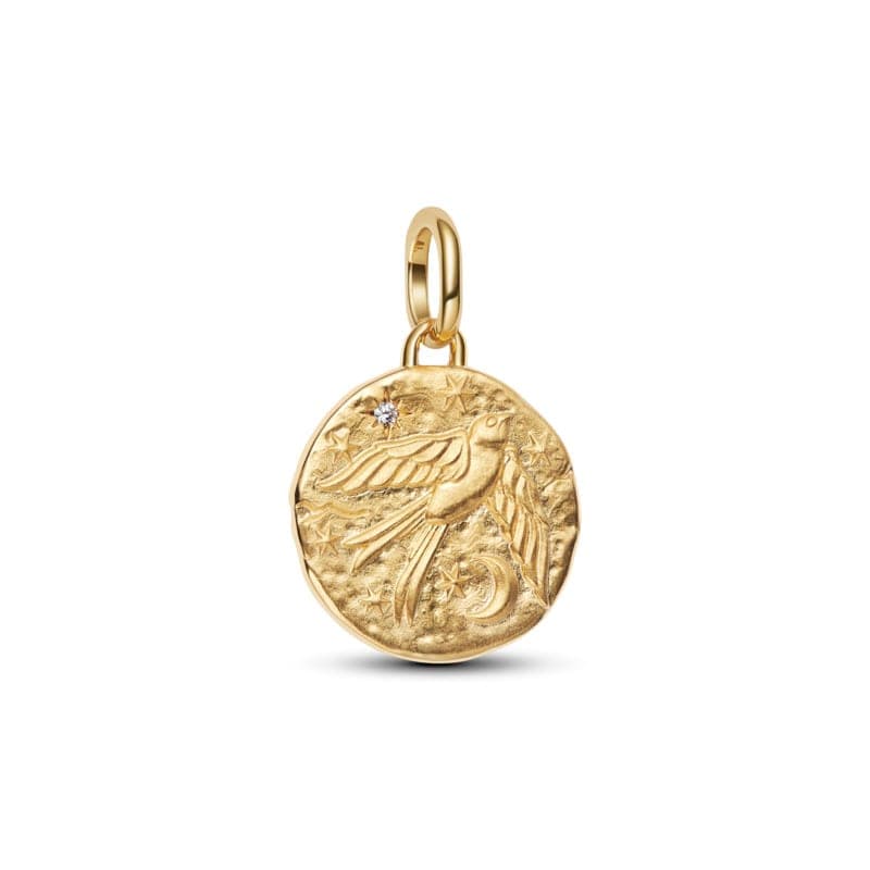 Pandora Swallow 14K Gold-Plated Medallion W Clr 764082C01 764082 — photo 1 of 1