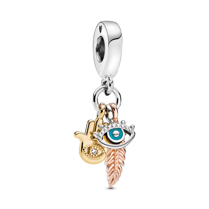 Hamsa, All Seeing Eye &Feather Spirituality Dangle Charm