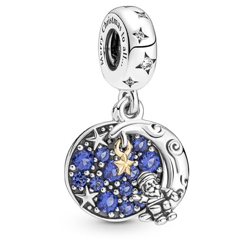 Santa Claus On The Moon Double Dangle Charm