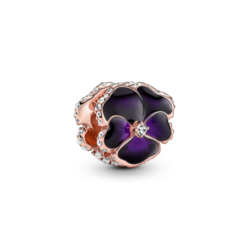 Deep Purple Pansy Flower Charm