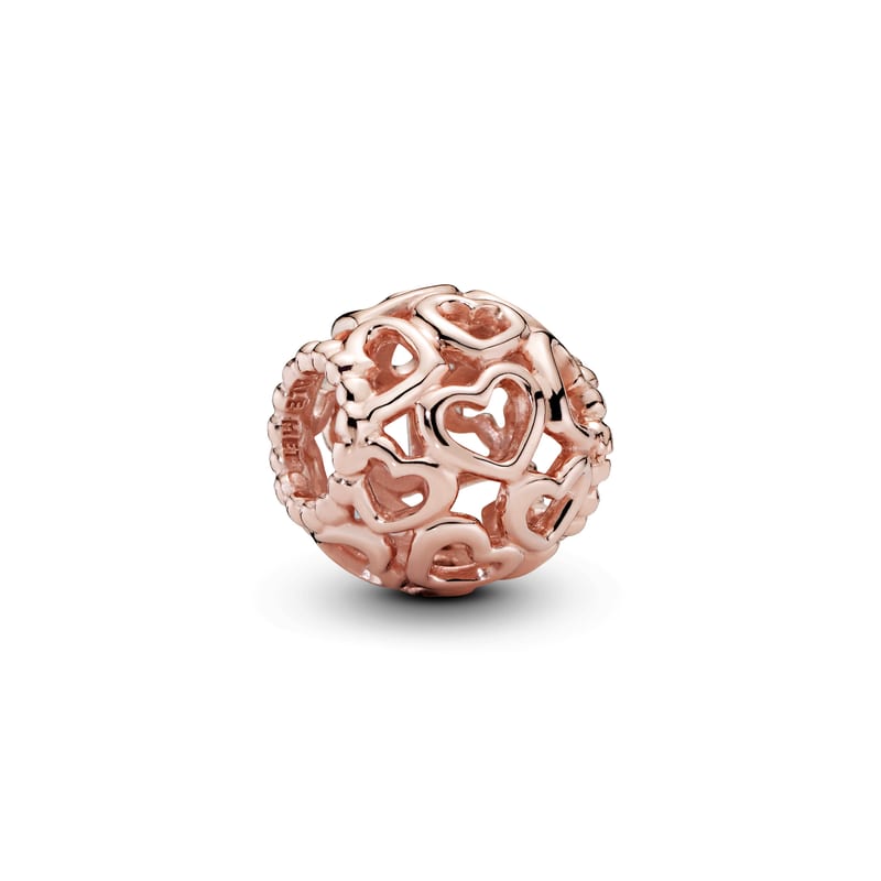 Openwork hearts Pandora Rose charm, silver 170, gold plated