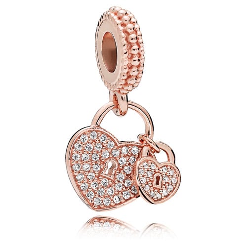 Pavé Heart Padlocks Dangle Charm