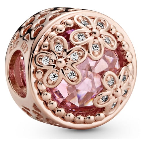 Sparkling Pink Daisy Flower Charm
