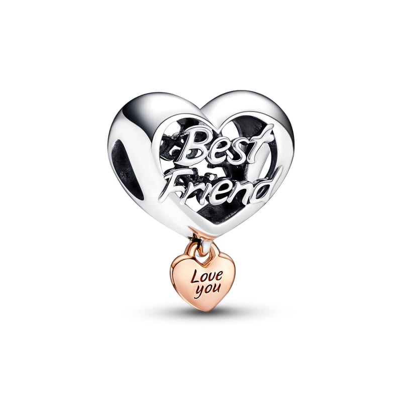 Rose Love You Best Friend Heart Charm