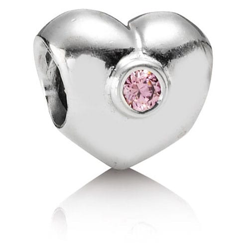 Heart with Pink Zirconia Charm