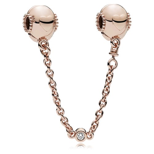 Pandora Rose Embossed Hearts Safety Chain Clip