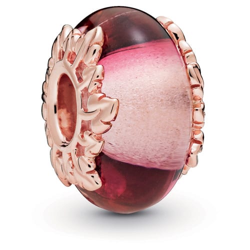 Pandora Rose Pink Murano Glass and Leaves Charm