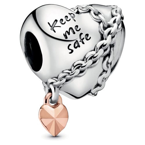 Silver and Pandora Rose™ Chained Heart Charm