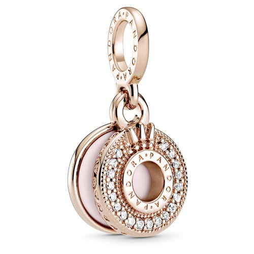 Rose Sparkling Logo & Crown O Dangle Charm