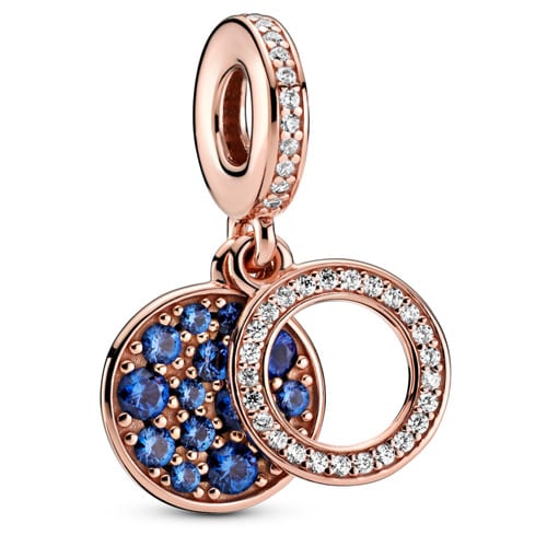 Sparkling Blue Disc Double Dangle Charm