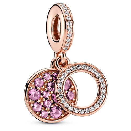 Sparkling Pink Disc Double Dangle Charm