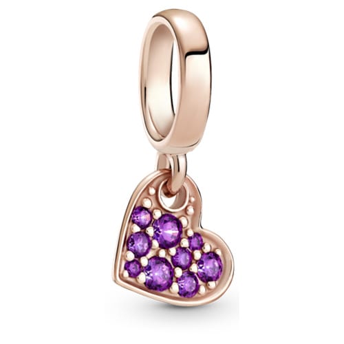 Royal Purple Pavé Tilted Heart Dangle Charm
