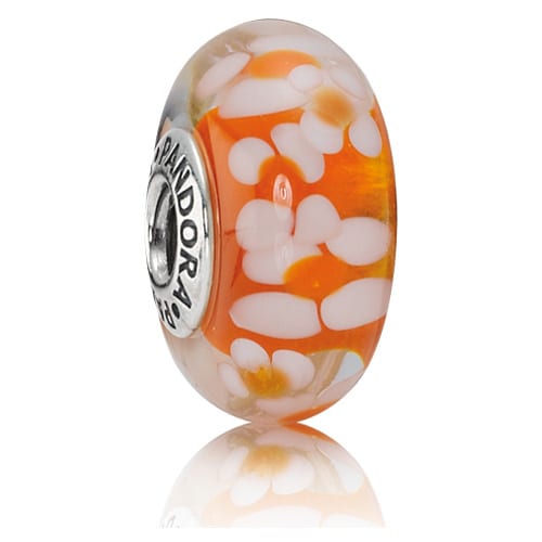 Large Orange Blossoms Glass Charm
