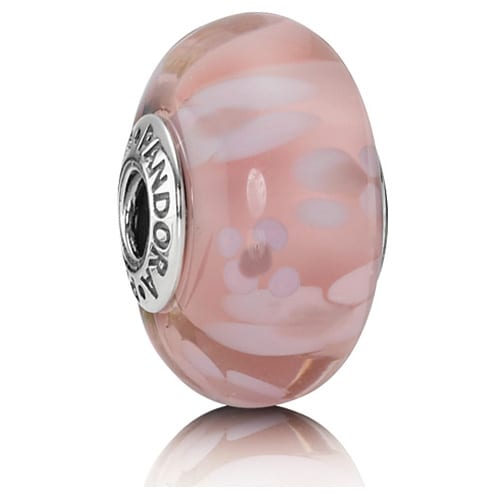 Large Pink Blossoms Glass Charm