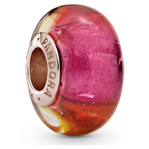RoseGlittering Sunset Murano Glass Charm