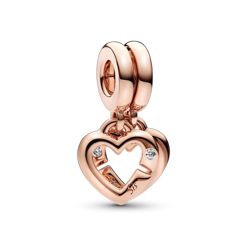 Linked Sister Hearts Split Dangle Charm