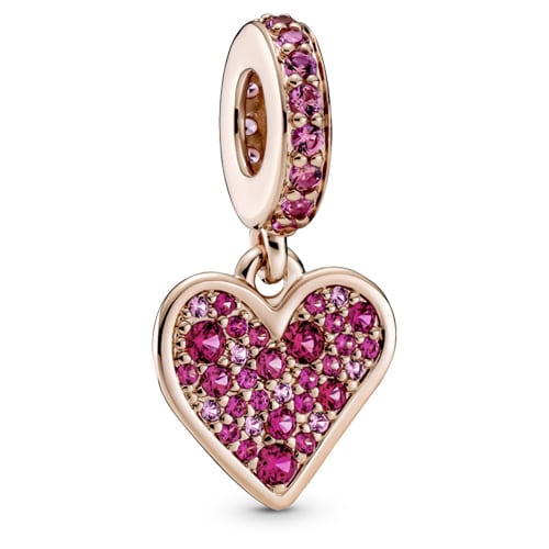 Pavé Freehand Heart Dangle Charm